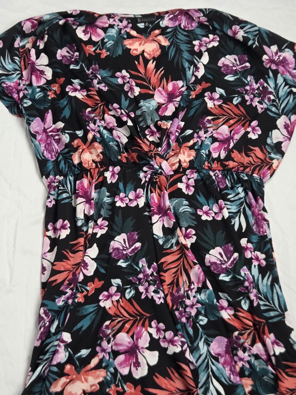 Bobeau Womens Aniyah Floral Short Sleeve Wrap Dress Multicolor Size 3X